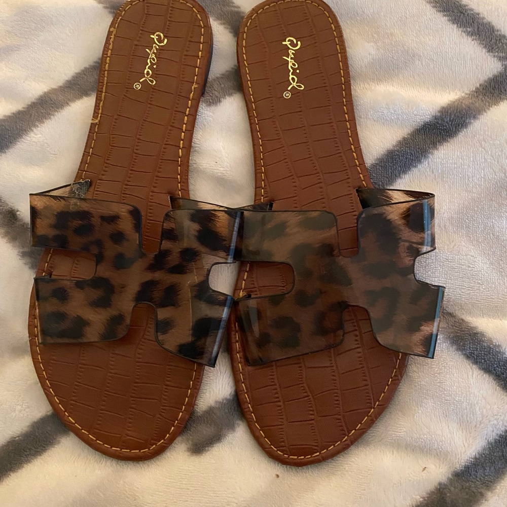 Leopard print slides